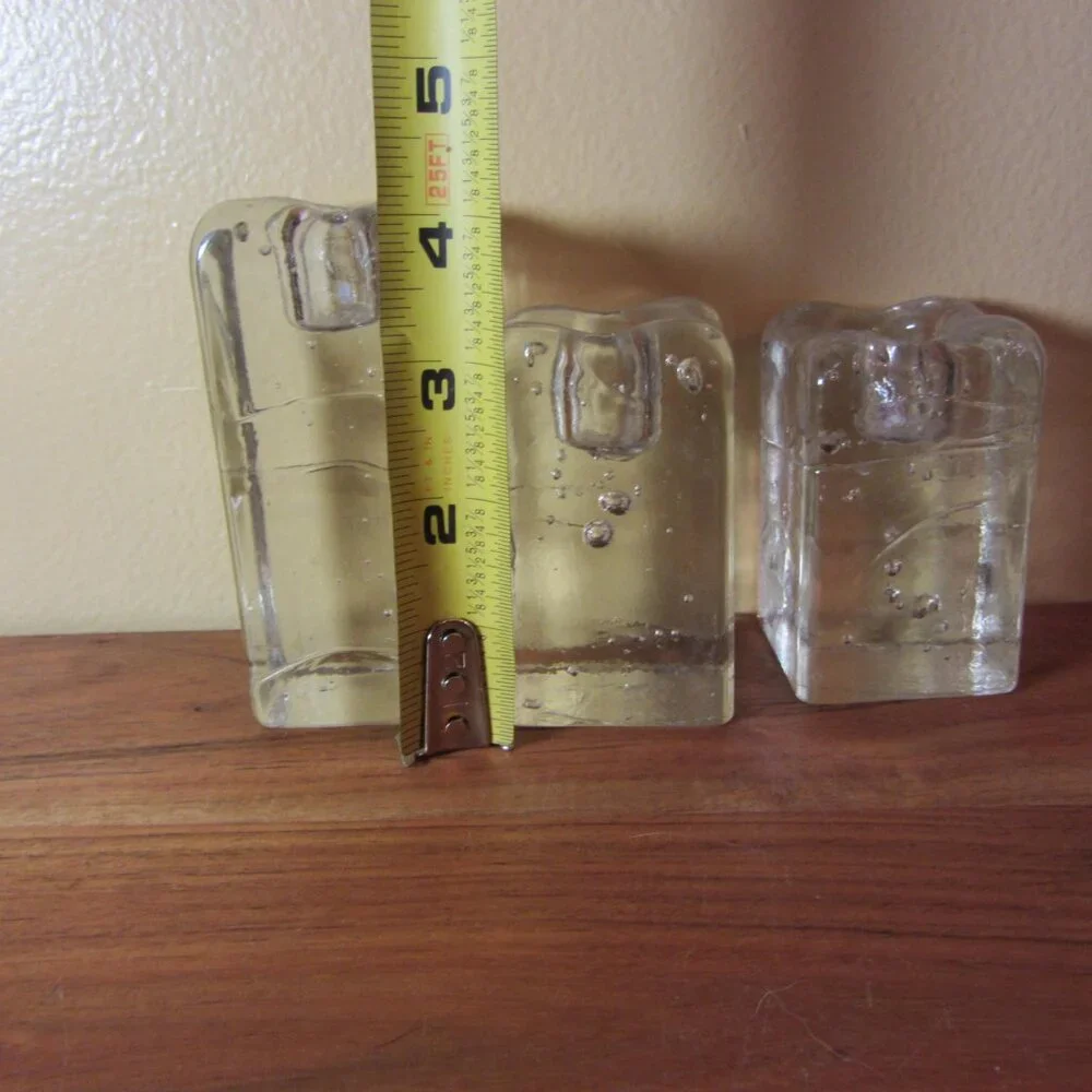 pier 1 bubble glass candle stick holders trio vintage set of 3 (H136)